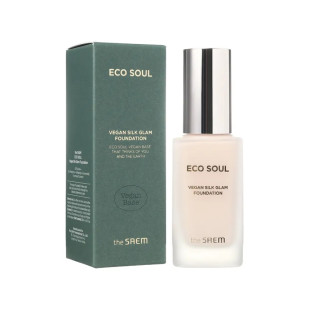 Тональна основа веганська The Saem Eco Soul Vegan Silk Glam Foundation 21 Light Beige 30 ml